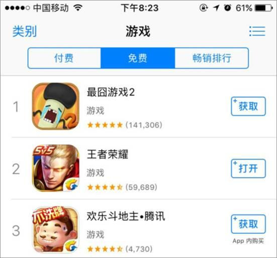 半年以來，，這是首款在排行榜上干掉《王者榮耀》的游戲
